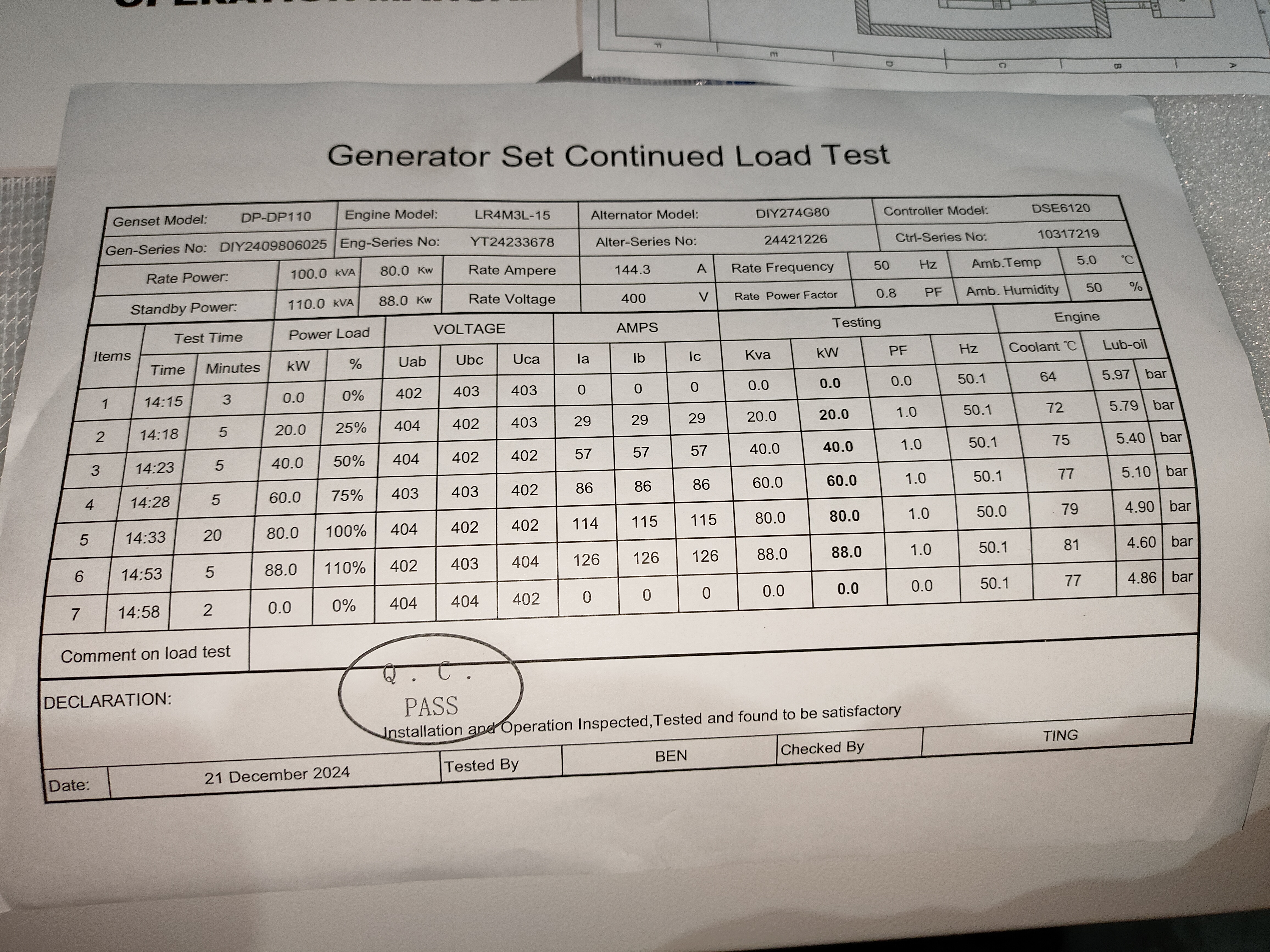 Groupe électrogène diesel DIY-DP110 YTO LR4M3L-15 80 kW 50 Hz