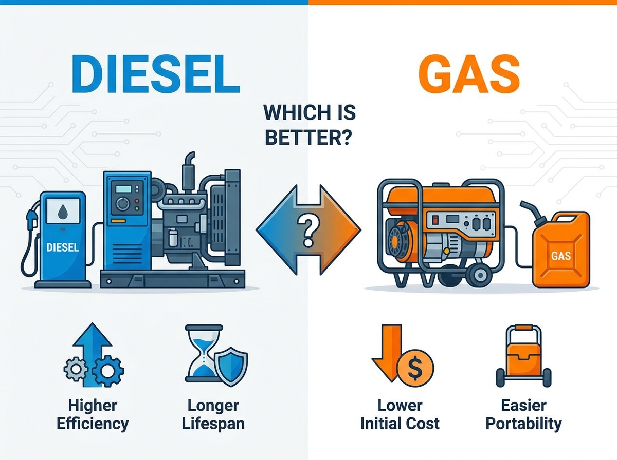 Comparaison des g&eacute;n&eacute;rateurs diesel et gaz