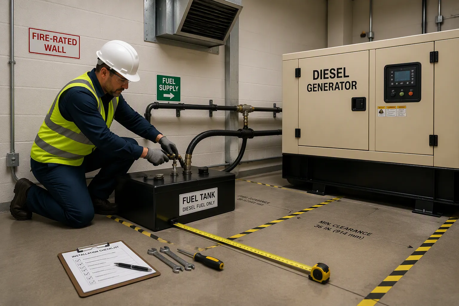 Installation de r&eacute;servoirs de carburant pour les groupes &eacute;lectrog&egrave;nes